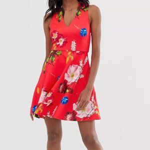 Ted Baker London Red Floral Midi Dress